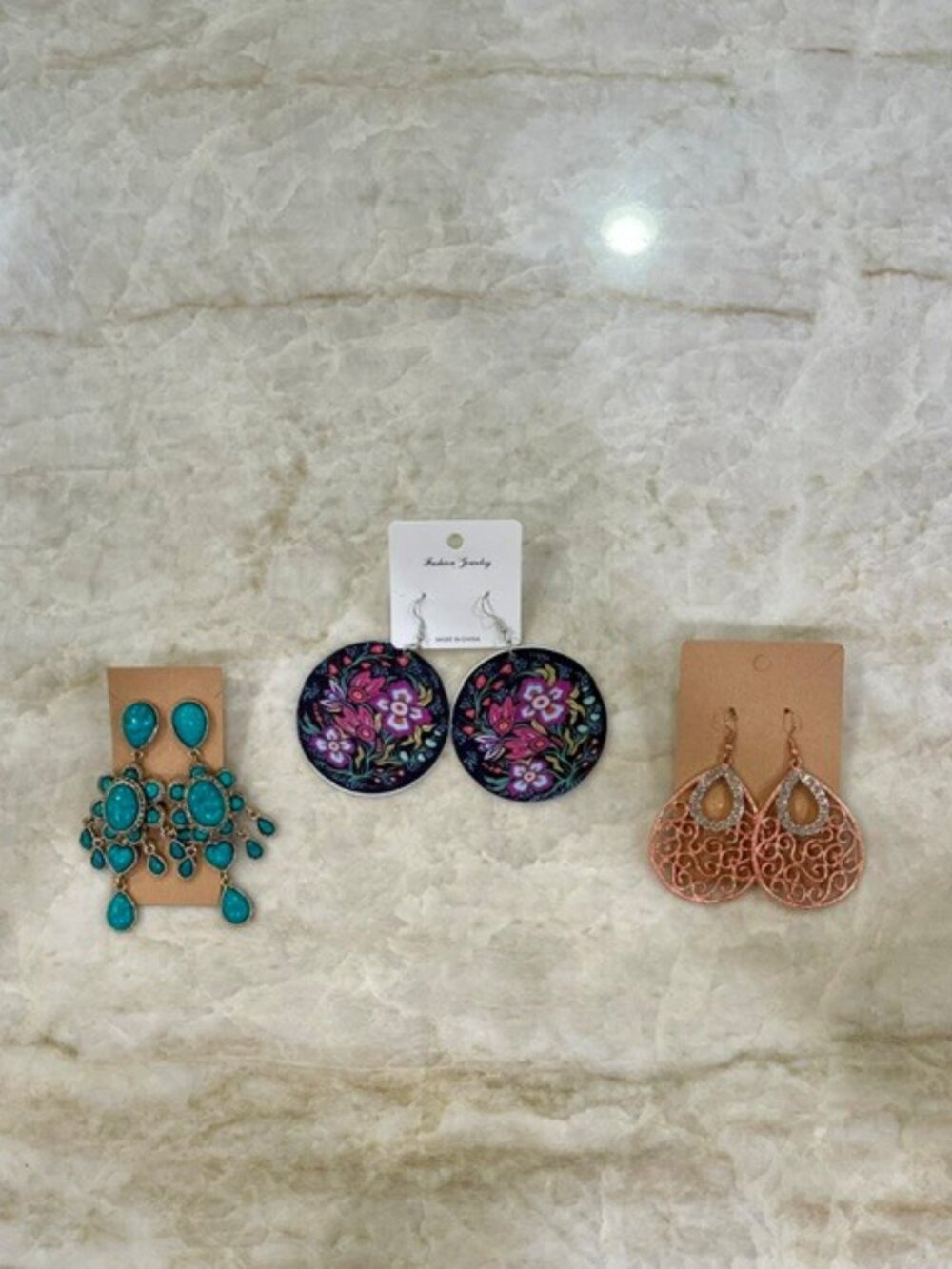 ✨NEW✨ (3) Pairs of Statement Earrings - Turquoise, Colorful, Rose Gold